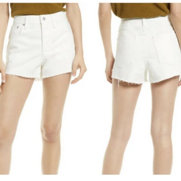 Madewell Relaxed Denim Shorts in Tile White - Picture 1 of 5